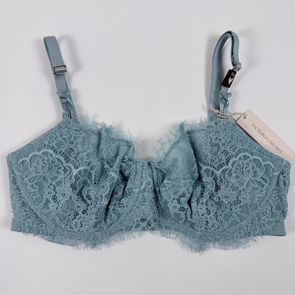 Victoria's Secret Dream Angels Uplift Sling Lace Bra Dusty Blue 34D NWT